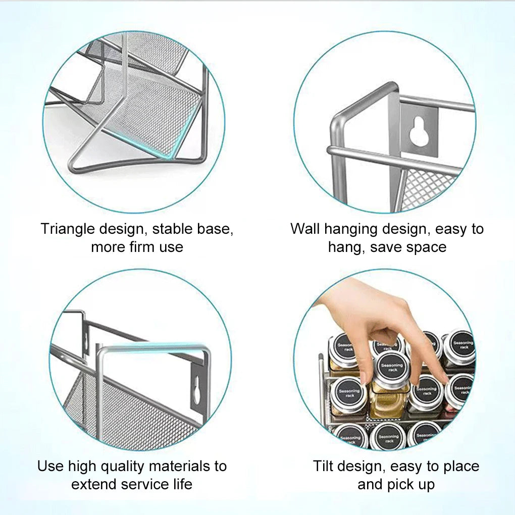 Kitchen Cabinet Organiser Shelf Wall Mounted Spice Rack For Kitchen Countertop Cupboard Pantry 1PC 4-Tier Spice Rack