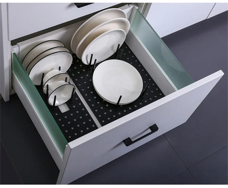 Kitchen Organizer Dish Drying Rack Telescopic Plate Bowl Stand Storage Drawer Adjustable Holder Drain Shelf Home Accessories