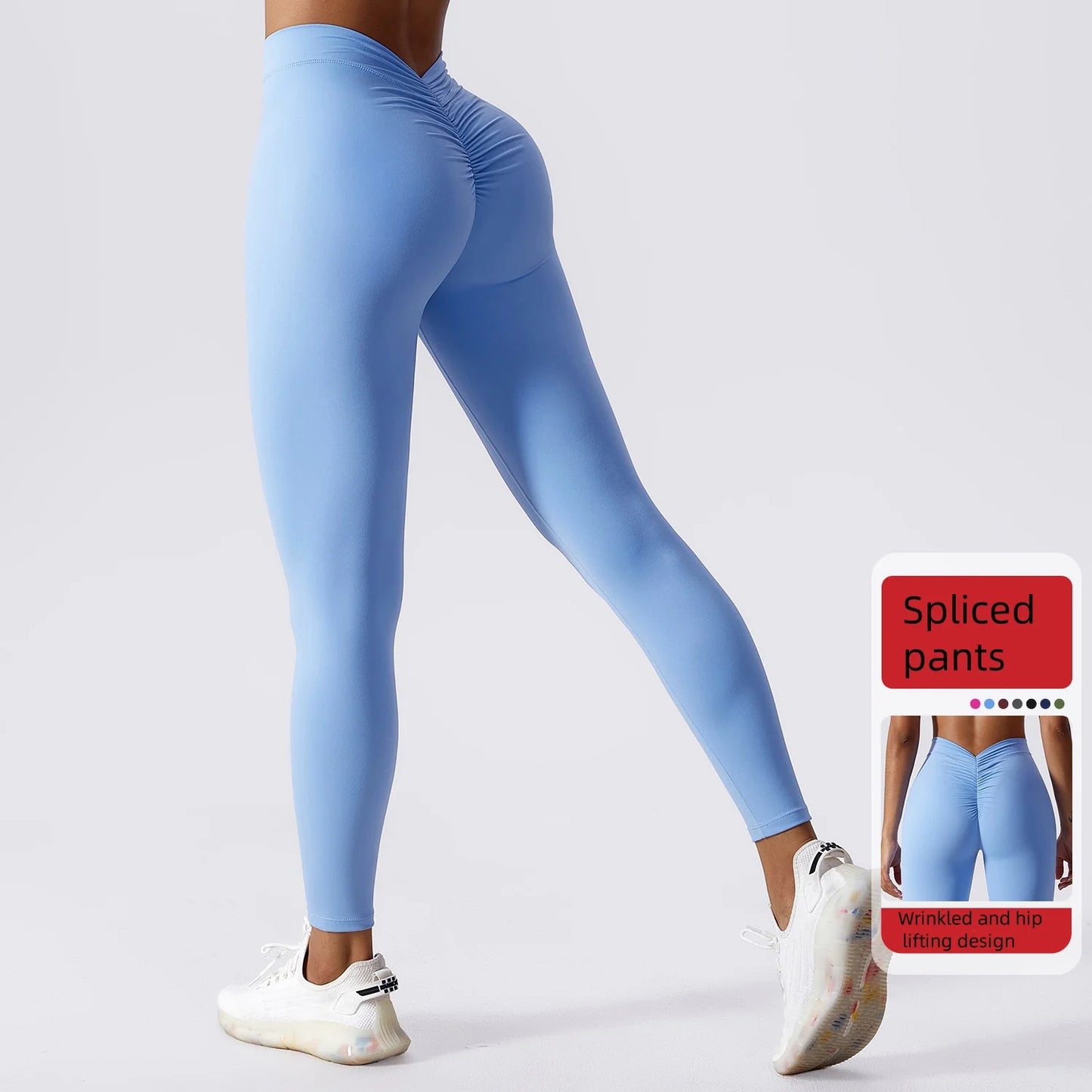 Yoga Pants Back V-Waist Fitness Hip Lift Honey Peach Hip Sports Tights No Awkwardness Thread Warp Hip Long Pants