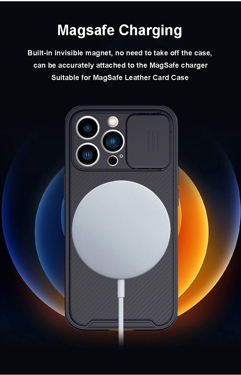 Slide Camera Lens Protection Magnetic Phone Case For iPhone 16 15 Pro Max 14 13 12 11 Silicone For Magsafe Wireless Charge Cover