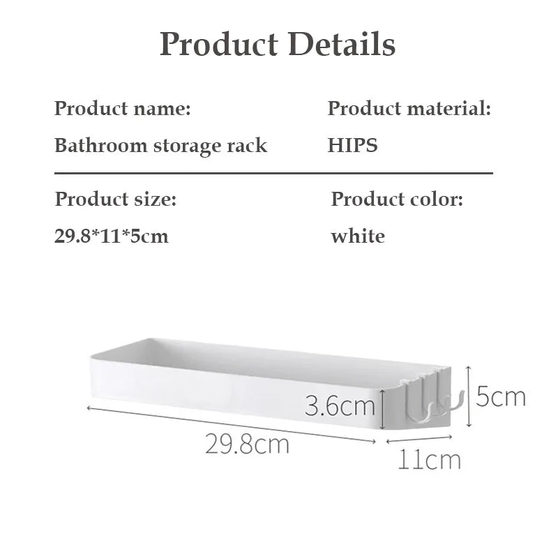 Toilet Cosmetics Shelf White Self-adhesive Bathroom Body Wash Shampoo Organization Shelves Storage Racks Storage Support Holder