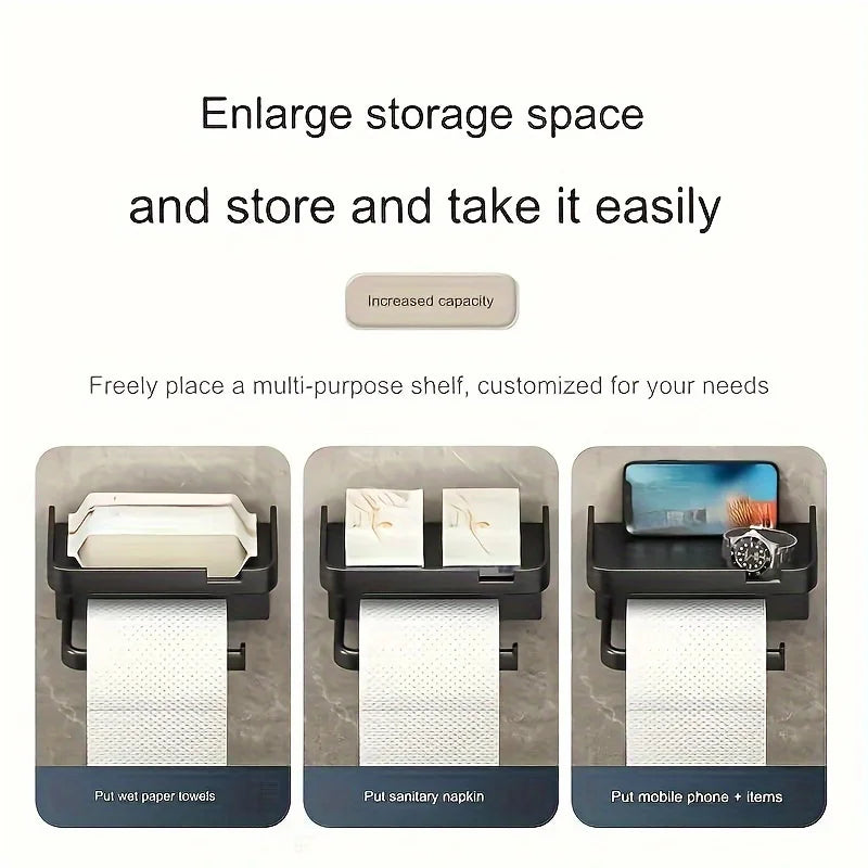 1pc Toilet Paper Holder - Space-Saving Wall-Mounted Perforated Storage Rack with Toilet Manager Holder