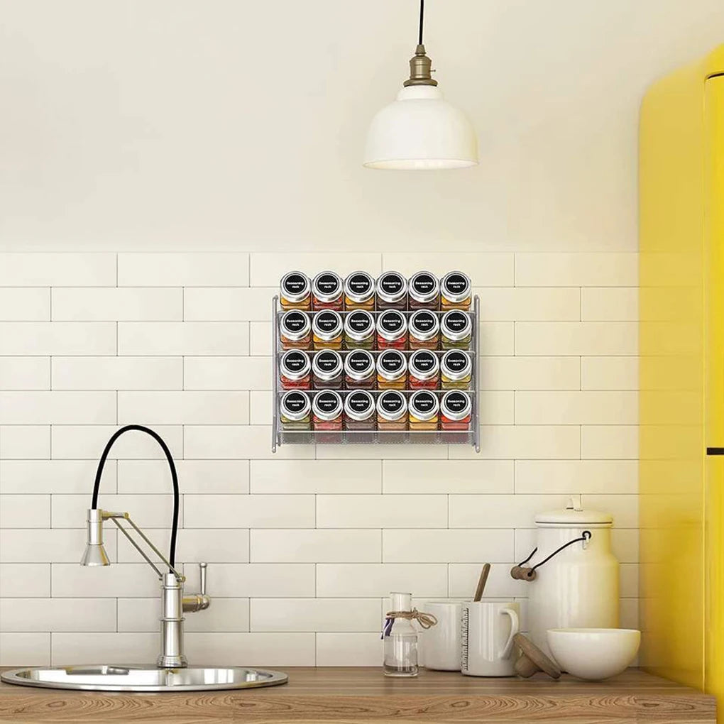Kitchen Cabinet Organiser Shelf Wall Mounted Spice Rack For Kitchen Countertop Cupboard Pantry 1PC 4-Tier Spice Rack