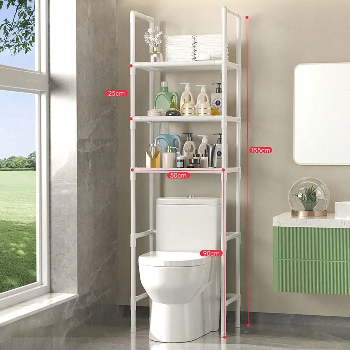 Bathroom Storage Rack Over The Toilet Shelf Multilayer Space Saver Organizer Multi-Functional Wall Hanging Toilet Storage Rack
