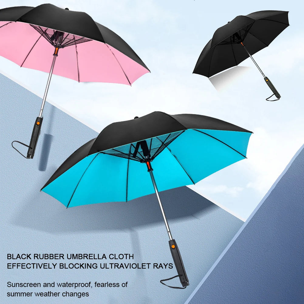 3 in 1 Umbrella with Fan Portable Misting Fan Umbrella With UV Protection Mist Spray Umbrella for Summer Cooling Battery Power
