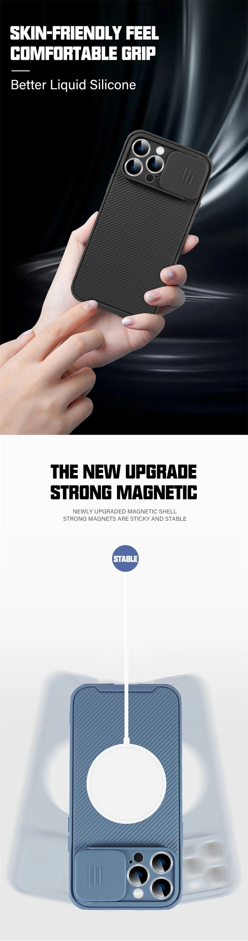 Slide Camera Lens Protection Magnetic Phone Case For iPhone 16 15 Pro Max 14 13 12 11 Silicone For Magsafe Wireless Charge Cover