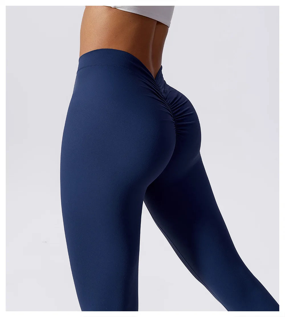 Yoga Pants Back V-Waist Fitness Hip Lift Honey Peach Hip Sports Tights No Awkwardness Thread Warp Hip Long Pants