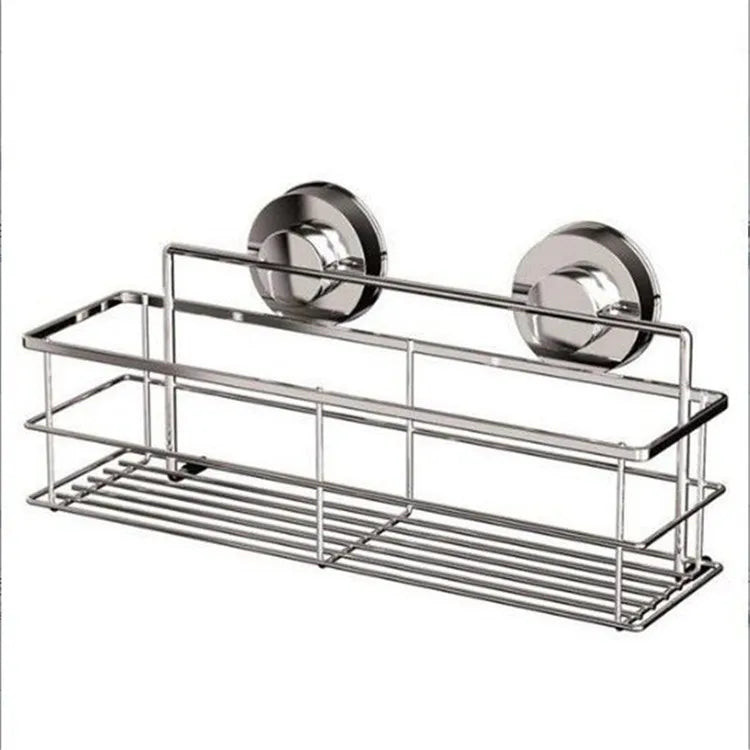 Bathroom Shelf Organizer Shower Storage Rack Stainless Steel Wall Mounted Toilet Shampoo Holder No Drill Vacuum Suction Cup