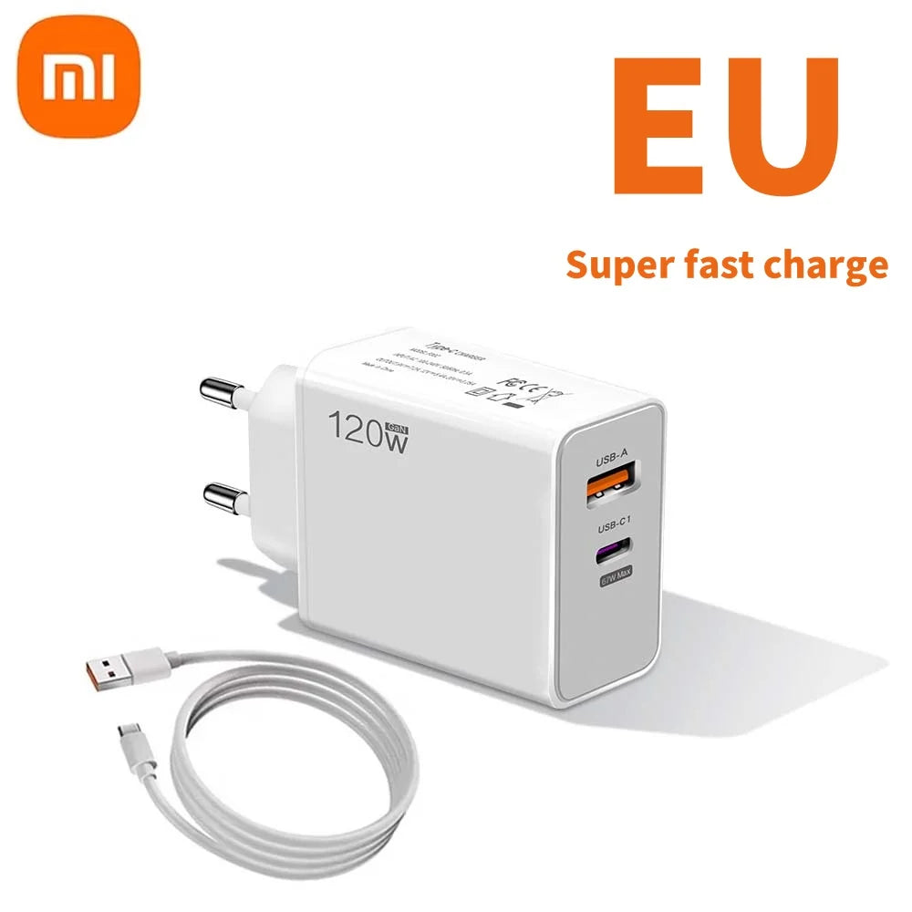 Xiaomi 120W Original Charger Turbo Fast EU US UK Wall Hypercharge Adapter Usb 6A Type C Cable For Xiaomi 13 12 11 Ultra Redmi