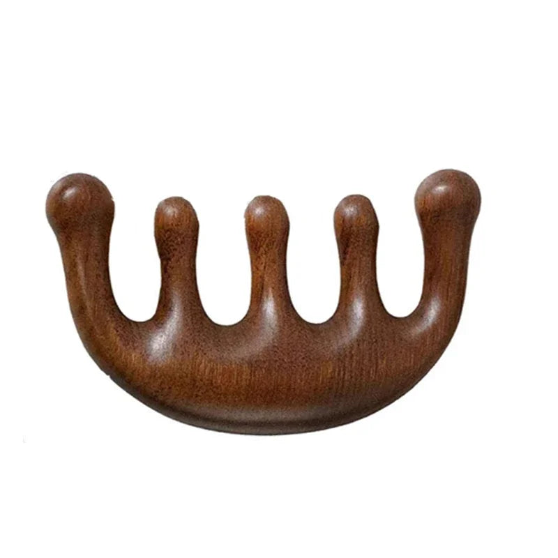 Massage Comb Head Massager Sandalwood Five Tooth Comb Whale Comb Scalp Scraping Massager Body Massage Tool