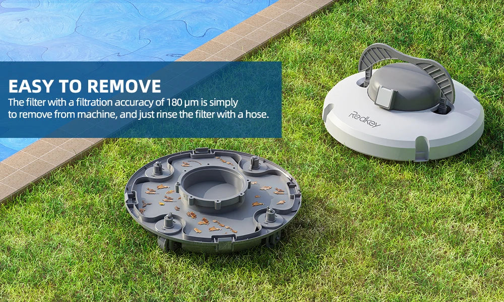 Redkey S100 Cordless Robotic Pool Vacuum for Ground Pool Automatic Pool Vacuum Cleaner Lasts 120 Mins with Strong Suction