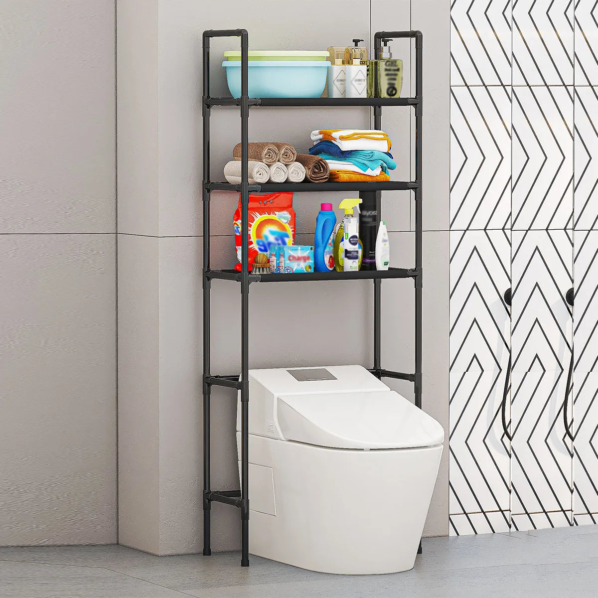 Bathroom Storage Rack Floor Mounted Over Toilet Shelf Multilayer Space Saver Multi-Functional Kitchen Organizer