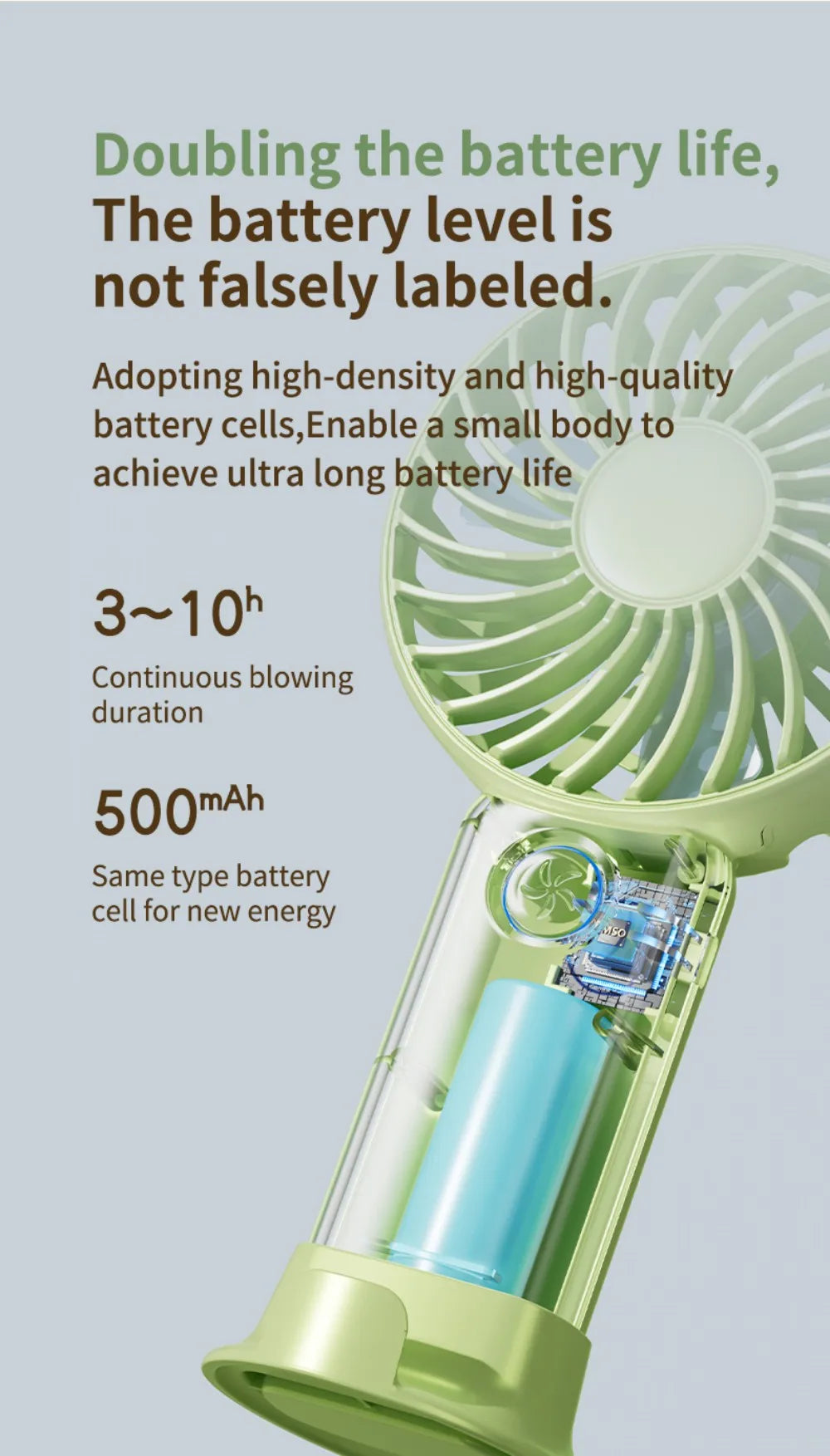 Portable Mini Fan USB Outdoor Handheld Fan with Desktop Phone Holder 3Wind Adjustments Long Working Life Multi-function Mini Fan