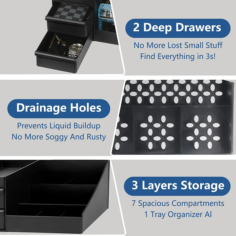 Cologne Organizer For Men, Cologne Holder For Dresser, Perfume Stand, Bathroom Countertop Organizer With Drawers