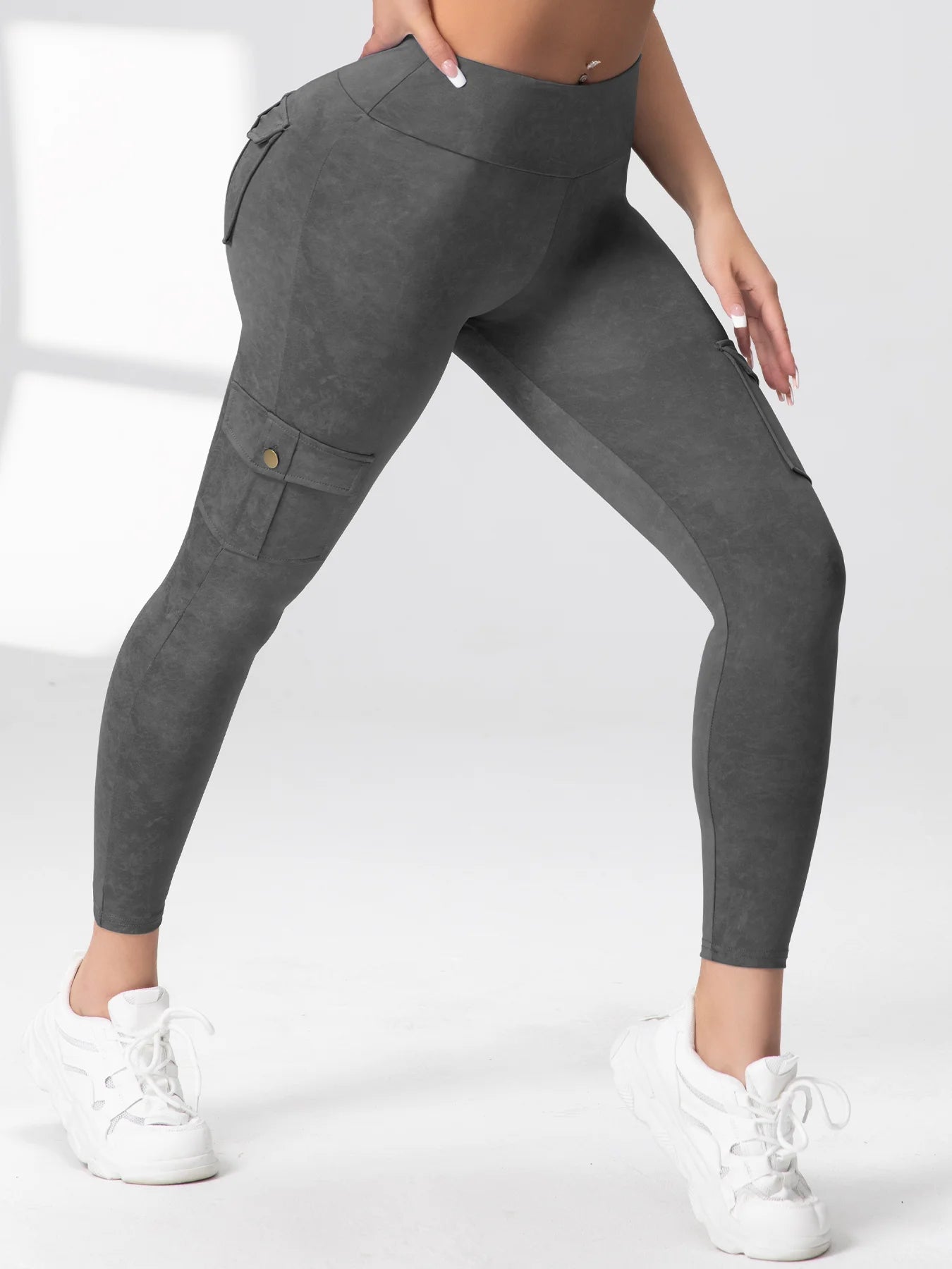 Washed Print Yoga Pants Work Pocket Fitness Legging High Waist Butt Lifting Workout Gym Tights Outdoor Running Pants Sportswear