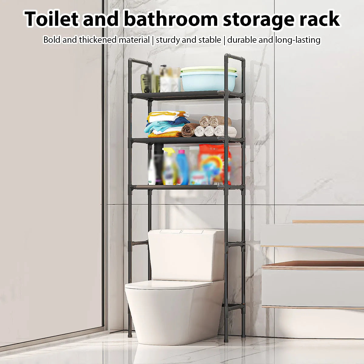 Bathroom Storage Rack Floor Mounted Over Toilet Shelf Multilayer Space Saver Multi-Functional Kitchen Organizer
