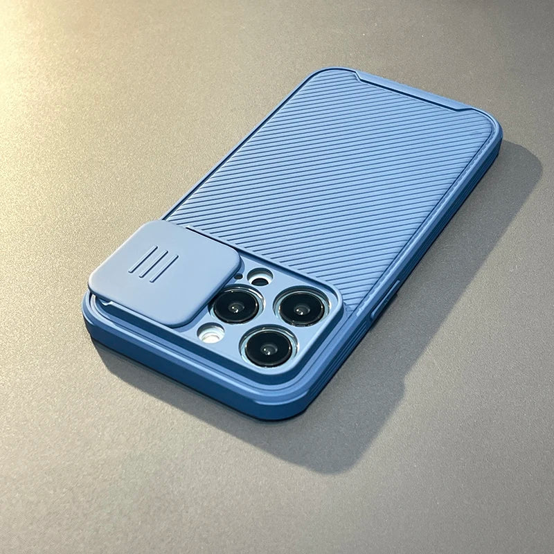 Slide Camera Lens Protection Magnetic Phone Case For iPhone 16 15 Pro Max 14 13 12 11 Silicone For Magsafe Wireless Charge Cover