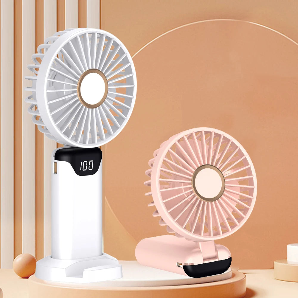 Portable Mini Fan USB Outdoor Handheld Fan with Desktop Phone Holder 3Wind Adjustments Long Working Life Multi-function Mini Fan