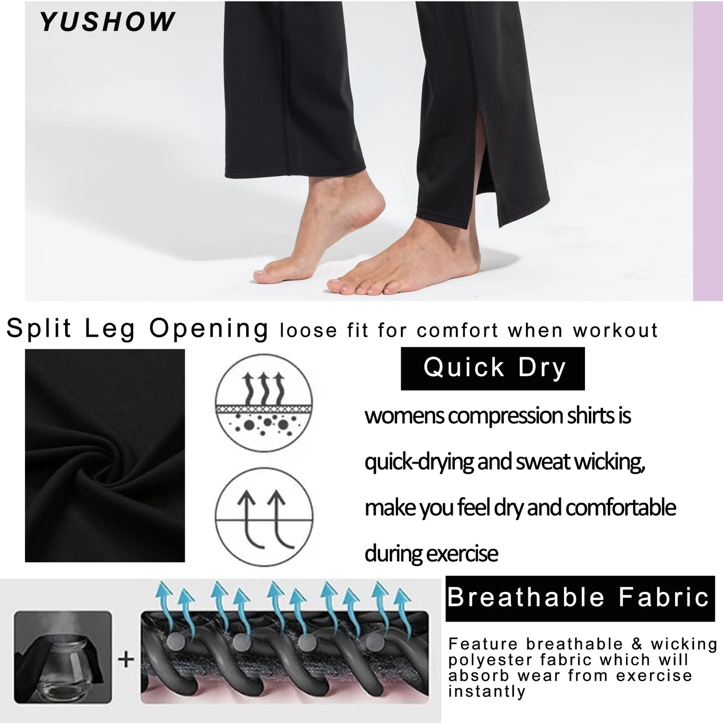 Yoga Pants for Women Wide Leg Yoga Pants Black Straight Leg Yoga Pants Crossover High Waisted Long Bootleg Work Pants