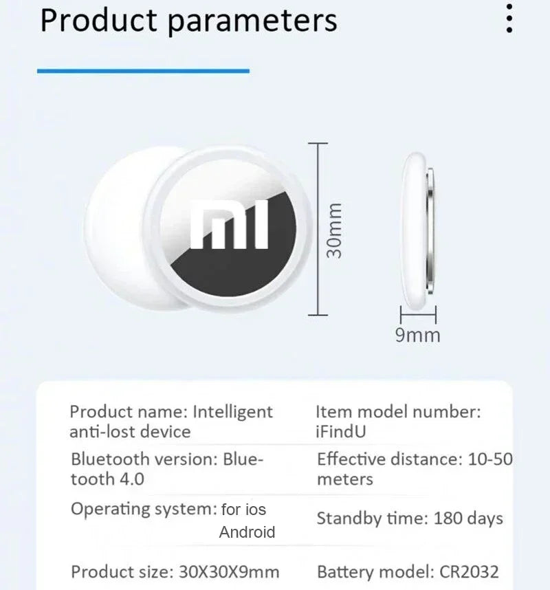 Xiaomi Mini GPS Tracker System For FindMy App Airtag Smart Bluetooth Locator Child Finder Bag Anti-Loss Pet Collar With Tracker