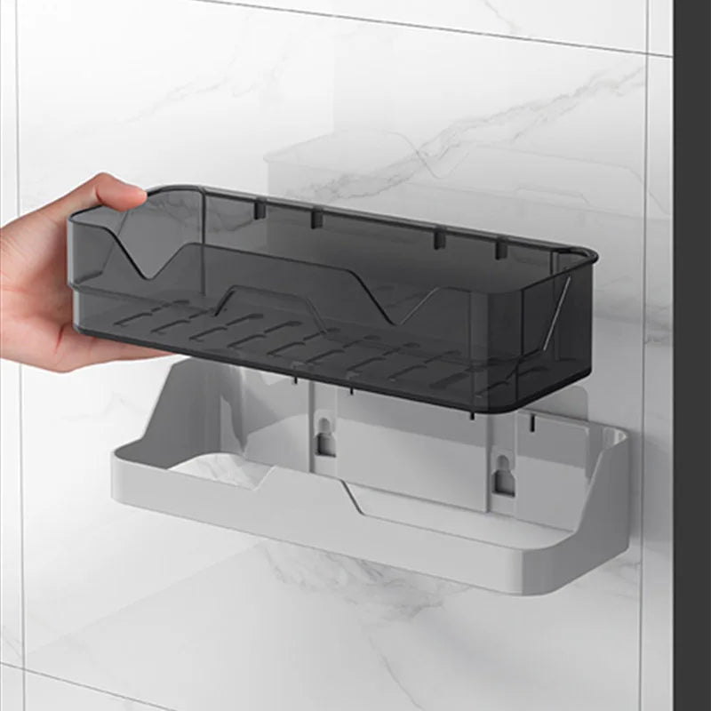 Bathroom Shelf Organizer No Drill Organizer Shower Storage Rack Wall Mount Plastics Toilet Shampoo Holder Bathroom Accessories