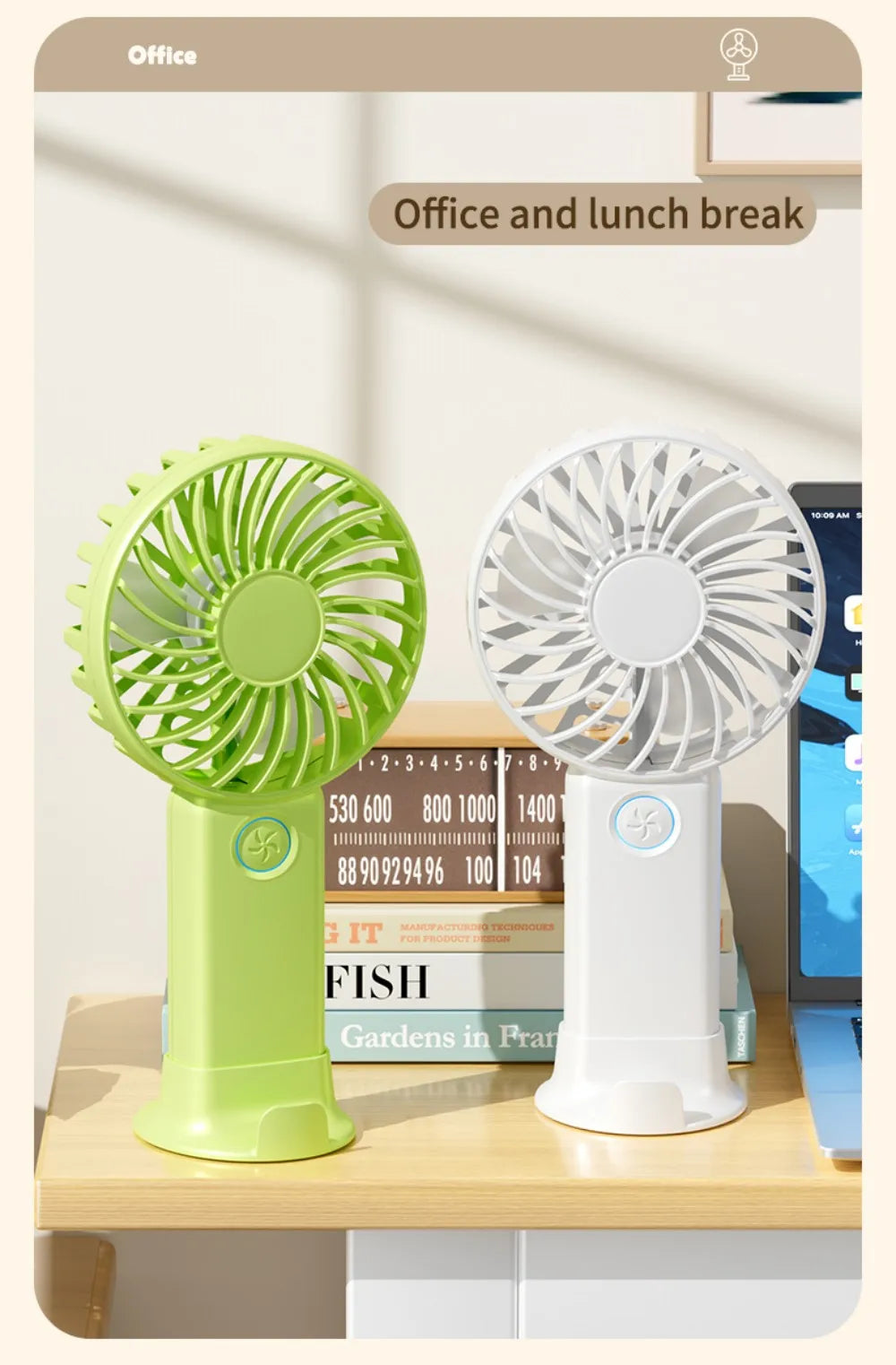 Portable Mini Fan USB Outdoor Handheld Fan with Desktop Phone Holder 3Wind Adjustments Long Working Life Multi-function Mini Fan