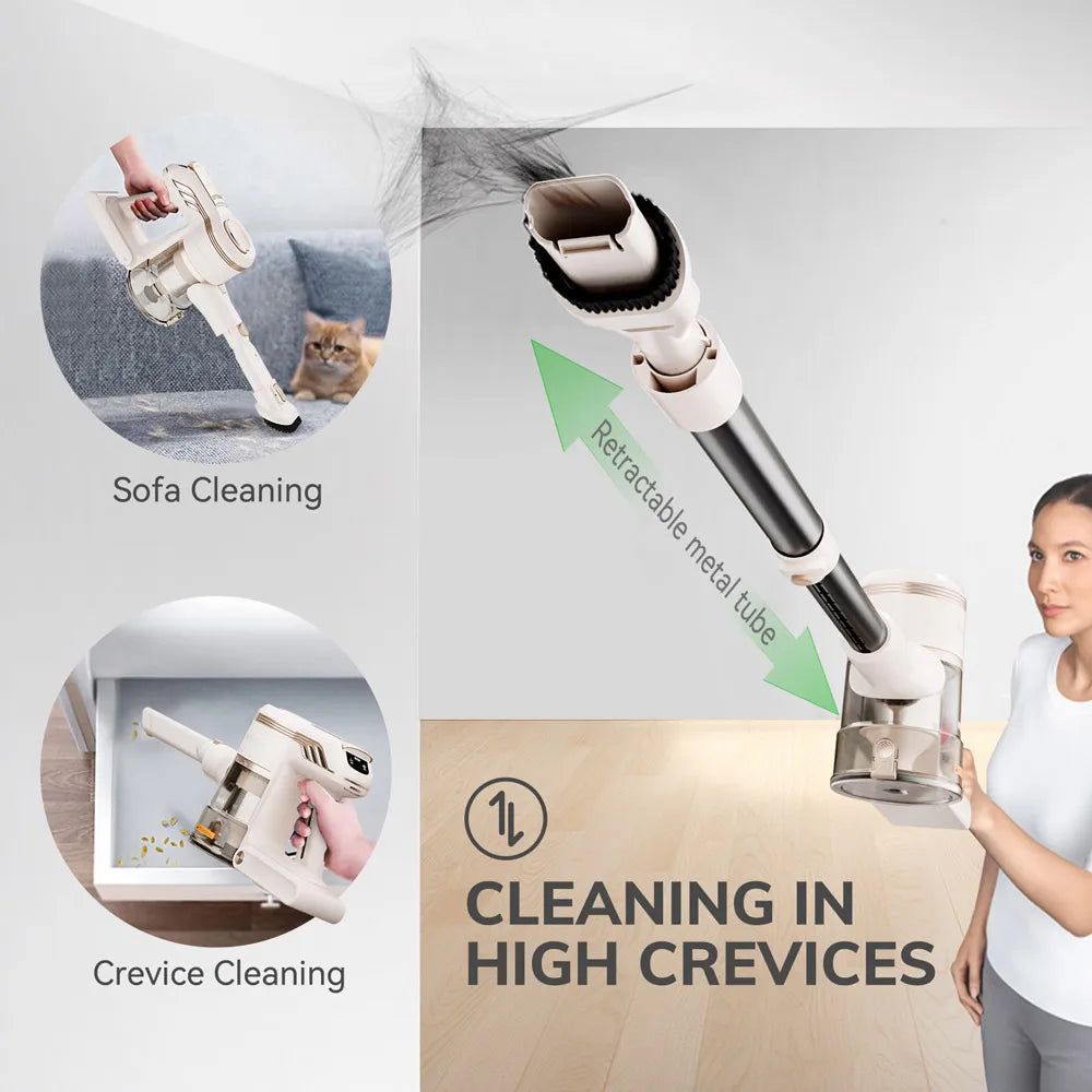Cordless Vacuum Cleaner Hard Floor Carpets Pet Hair  Dual Motor Vacuum Cleaner Cleaning Machine Removable Battery