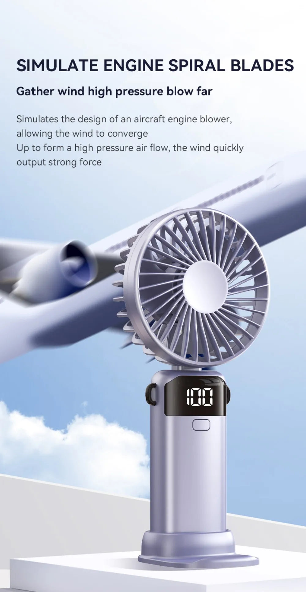 Portable Mini Fan USB Outdoor Handheld Fan with Desktop Phone Holder 3Wind Adjustments Long Working Life Multi-function Mini Fan