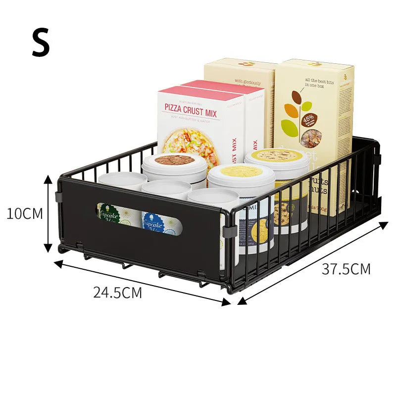 Kitchen Pull Out Organizer For Cabinets Spice Storage Rack Under Sink Organizer Snack Can Storage Basket Sliding Out Drawers