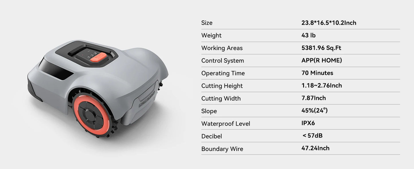 C-TOF Robotic Lawn Mower Redkey MGC800 MGC1000 Lawn Mower Robot Cable Break Detection Climbing 45% App Control Automatic Cutting