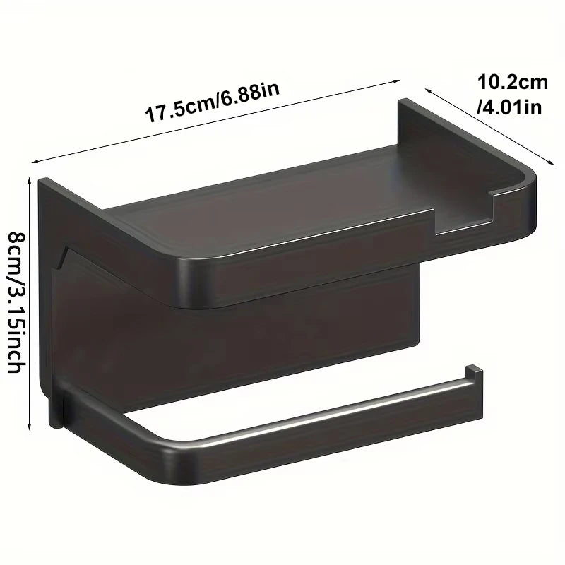 1pc Toilet Paper Holder - Space-Saving Wall-Mounted Perforated Storage Rack with Toilet Manager Holder