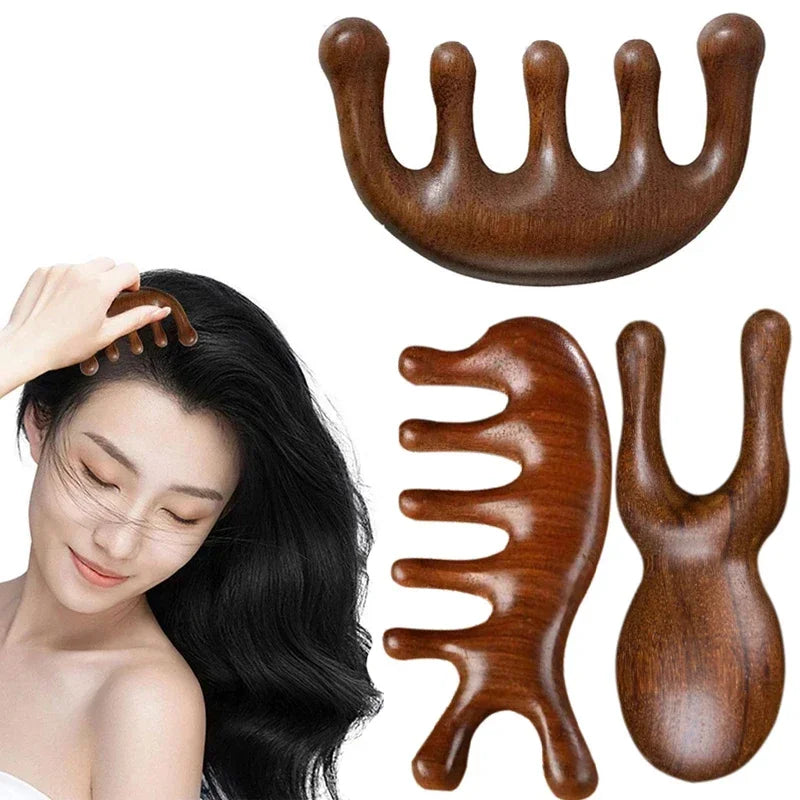 Massage Comb Head Massager Sandalwood Five Tooth Comb Whale Comb Scalp Scraping Massager Body Massage Tool