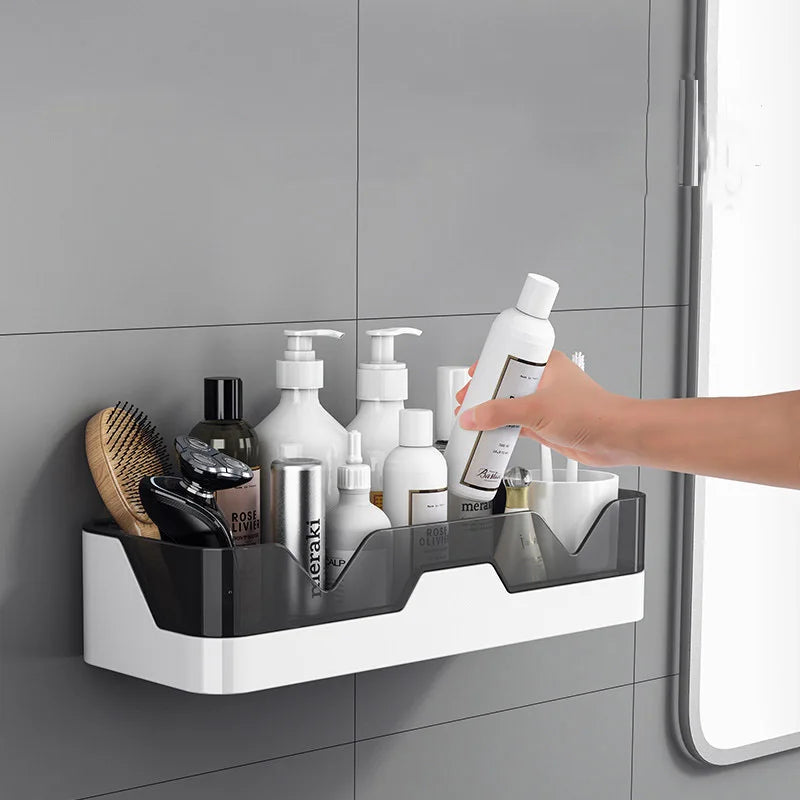 Bathroom Shelf Organizer No Drill Organizer Shower Storage Rack Wall Mount Plastics Toilet Shampoo Holder Bathroom Accessories