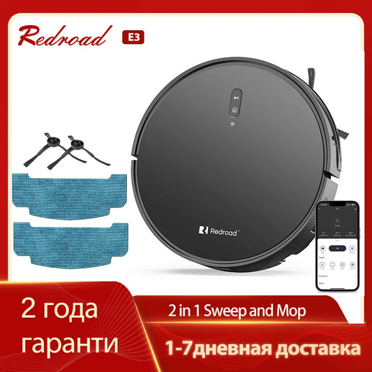 Redroad E3 Robot Vacuum Cleaner Auto Charging 2700Pa Power App Control Water Tank Wet Mopping  Electric Sweeper