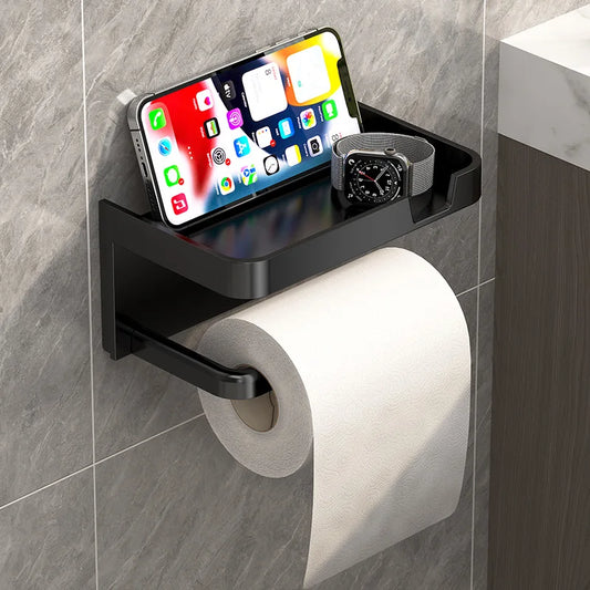 1pc Toilet Paper Holder - Space-Saving Wall-Mounted Perforated Storage Rack with Toilet Manager Holder