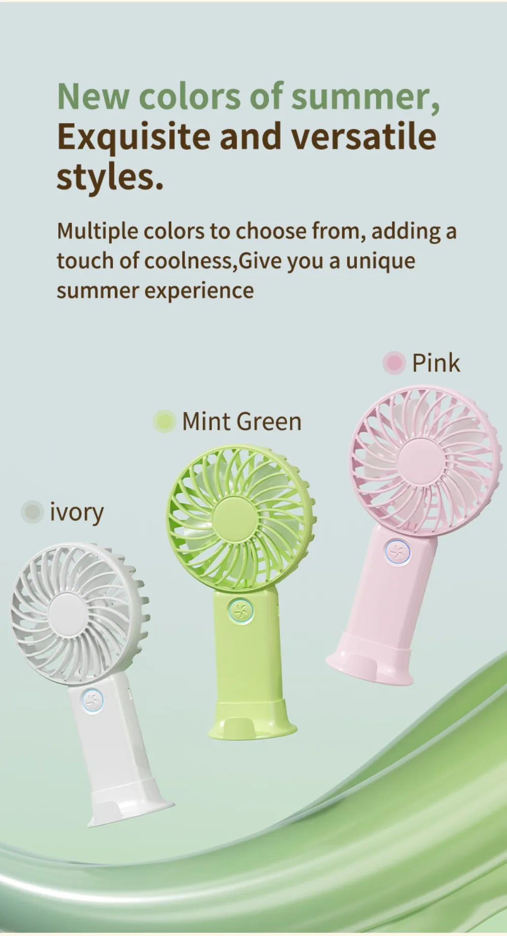Portable Mini Fan USB Outdoor Handheld Fan with Desktop Phone Holder 3Wind Adjustments Long Working Life Multi-function Mini Fan
