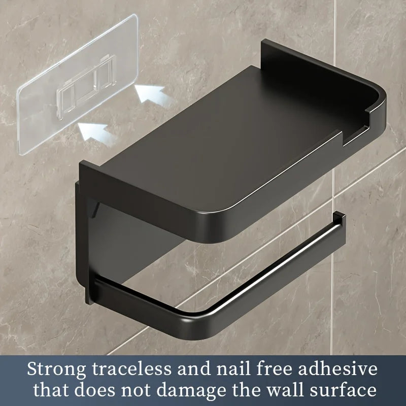 1pc Toilet Paper Holder - Space-Saving Wall-Mounted Perforated Storage Rack with Toilet Manager Holder