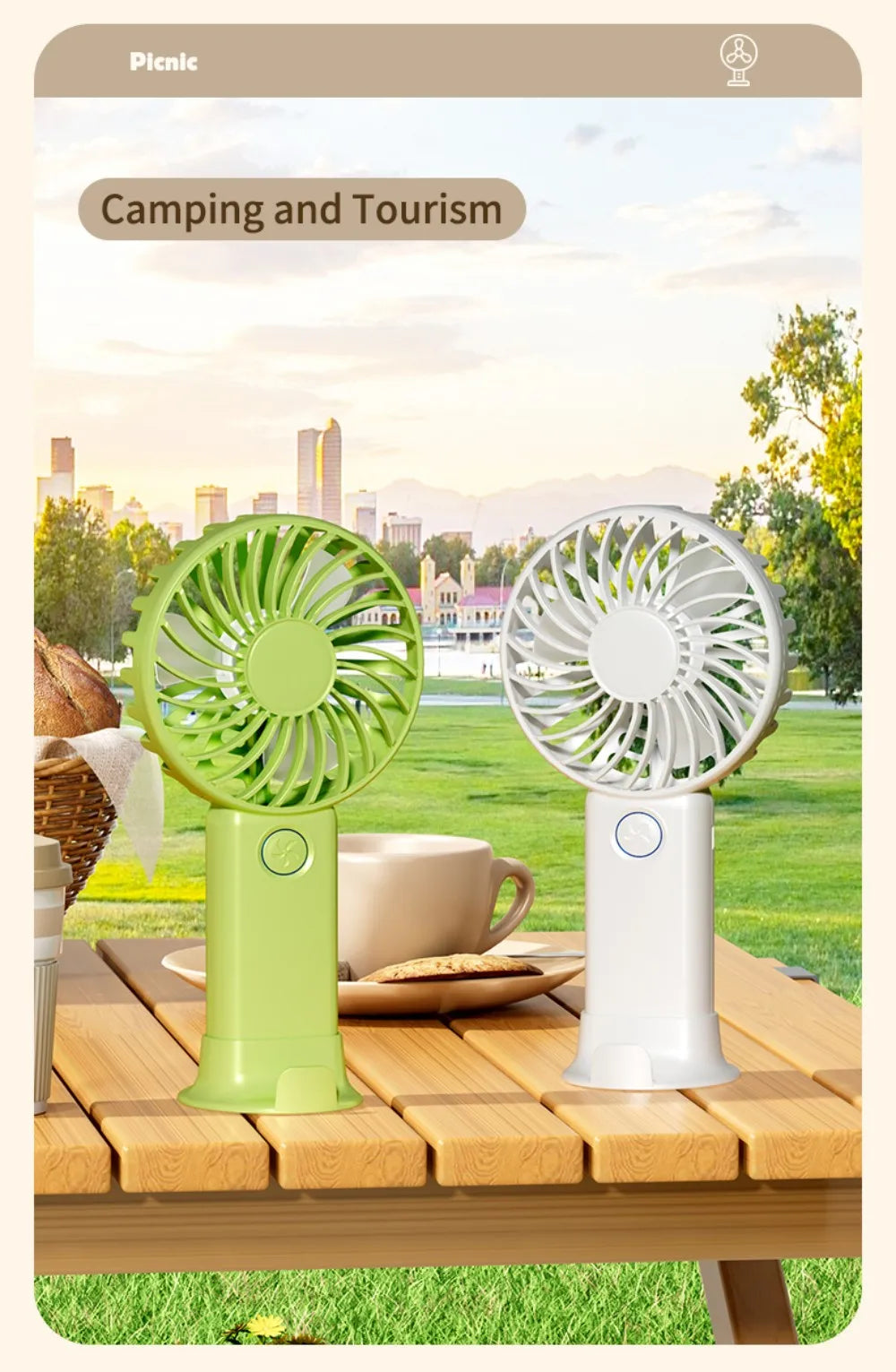 Portable Mini Fan USB Outdoor Handheld Fan with Desktop Phone Holder 3Wind Adjustments Long Working Life Multi-function Mini Fan