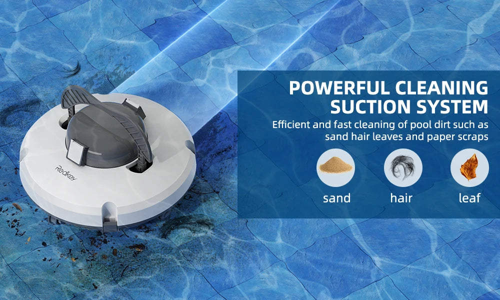 Redkey S100 Cordless Robotic Pool Vacuum for Ground Pool Automatic Pool Vacuum Cleaner Lasts 120 Mins with Strong Suction