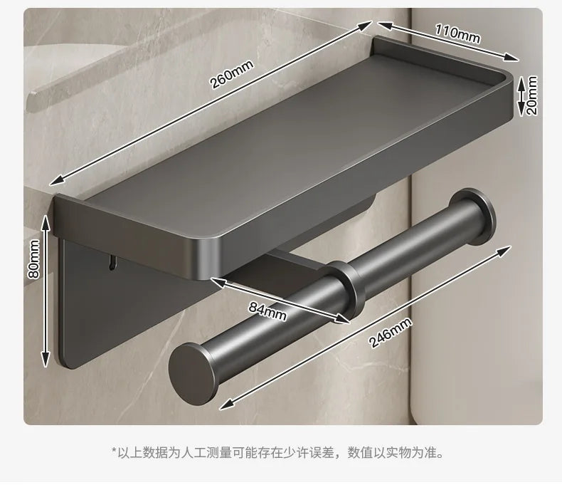 Large Toilet Paper Holder Wall-Mounted Paper Roll Holder With Storage Tray Toilet Organizer Phone Stand Bathroom Accessories