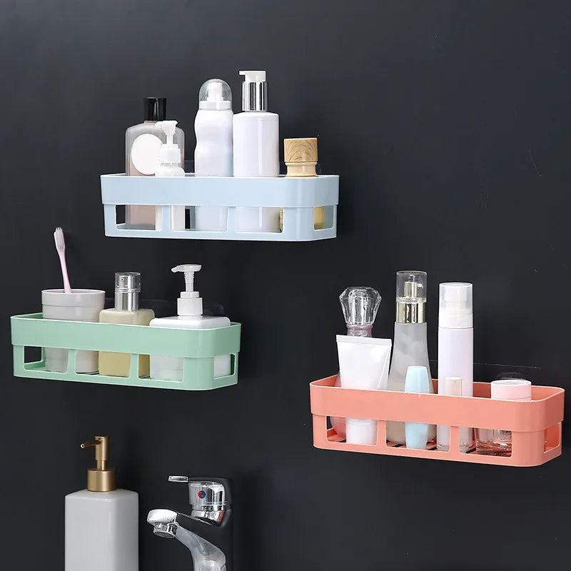 Bathroom Shelf Organizer Toilet Adhesive Shampoo Gel Storage Basket  Decoration Bathroom Corner Shower Shelf Rack Accessories