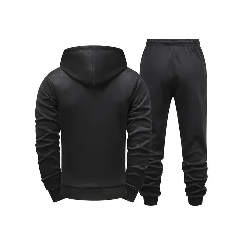Men's Zipper Hoodie Sweatpants Gym Fitness Tracksuit 2pcs Set Fall Winter Daily Casual Sports Jogger Suit Fashion Hooded Outfits