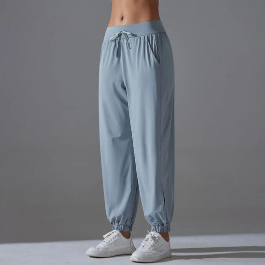 Cool Sunscreen Women's Yoga Pants Ice Silk Woman Clothing Thin Youthful Woman Clothes Casual Slim Loose Tie Foot Sports Pants