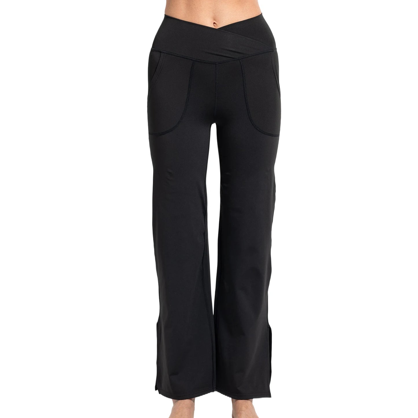 Yoga Pants for Women Wide Leg Yoga Pants Black Straight Leg Yoga Pants Crossover High Waisted Long Bootleg Work Pants