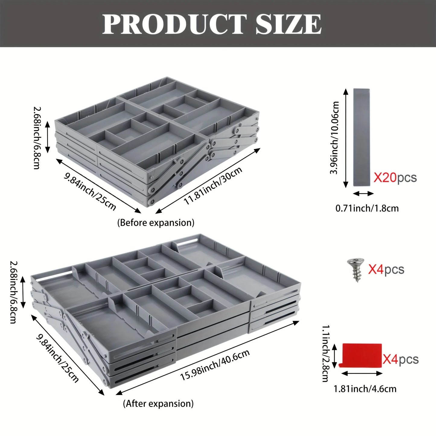 Foldable Drawer Organizer, Multifunctional Storage Box, Suitable for Kitchen Utensils, Tools, Jewelry, Makeup