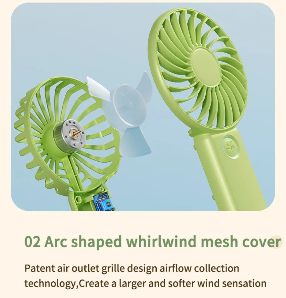 Portable Mini Fan USB Outdoor Handheld Fan with Desktop Phone Holder 3Wind Adjustments Long Working Life Multi-function Mini Fan
