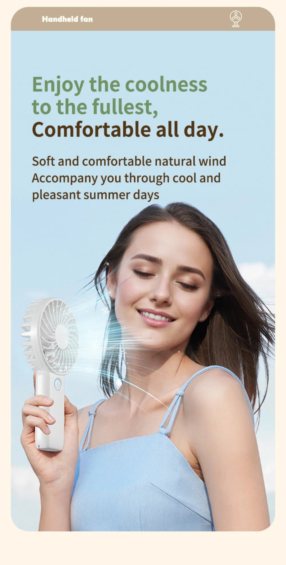 Portable Mini Fan USB Outdoor Handheld Fan with Desktop Phone Holder 3Wind Adjustments Long Working Life Multi-function Mini Fan
