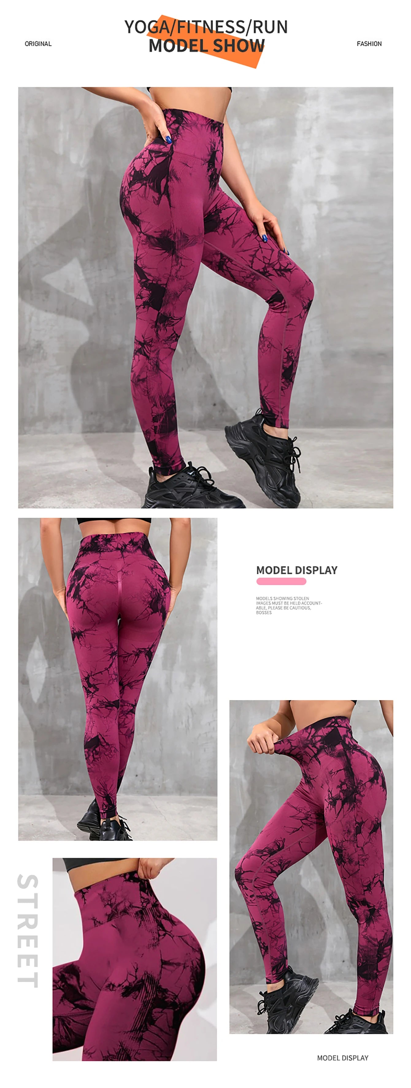 Tie Dyed Yoga Pants Women's Sports Pants Running Sports Fitness Pants High Waist Peach Hip Underpants 2024 New Tight Yoga Pants