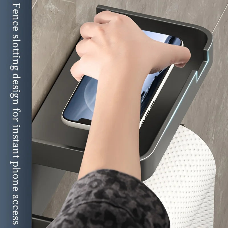 1pc Toilet Paper Holder - Space-Saving Wall-Mounted Perforated Storage Rack with Toilet Manager Holder