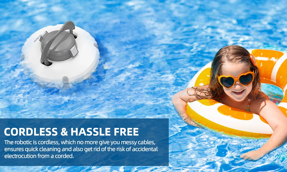 Redkey S100 Cordless Robotic Pool Vacuum for Ground Pool Automatic Pool Vacuum Cleaner Lasts 120 Mins with Strong Suction